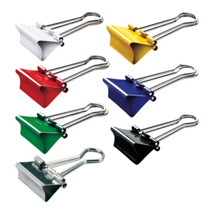 Papierklem MAUL 215 foldback 19mm capaciteit 7mm assorti 12 stuks