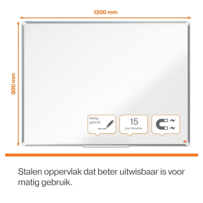 Whiteboard Nobo Premium Plus 90x120cm staal