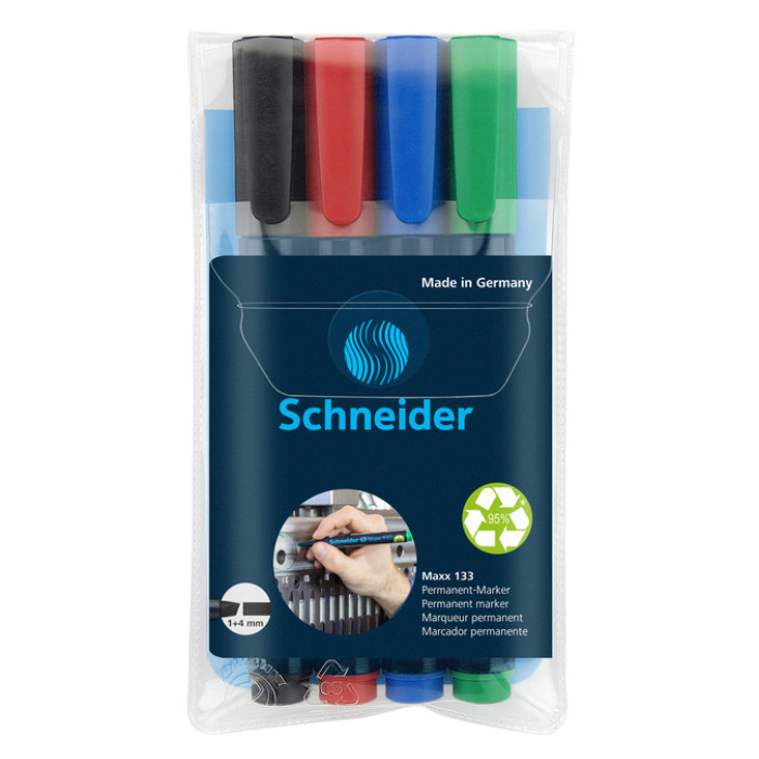 Viltstift Schneider Maxx 133 schuin 1-4mm assorti 4 stuks