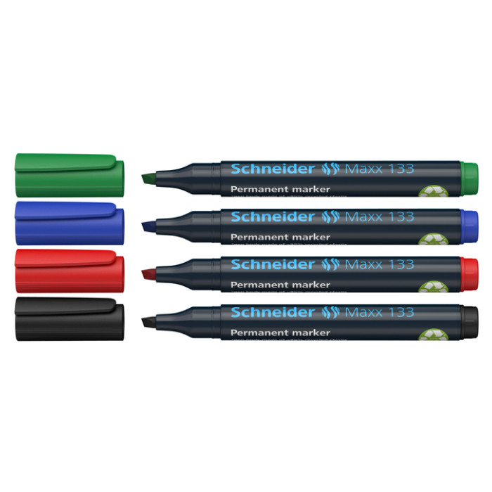 Viltstift Schneider Maxx 133 schuin 1-4mm assorti 4 stuks