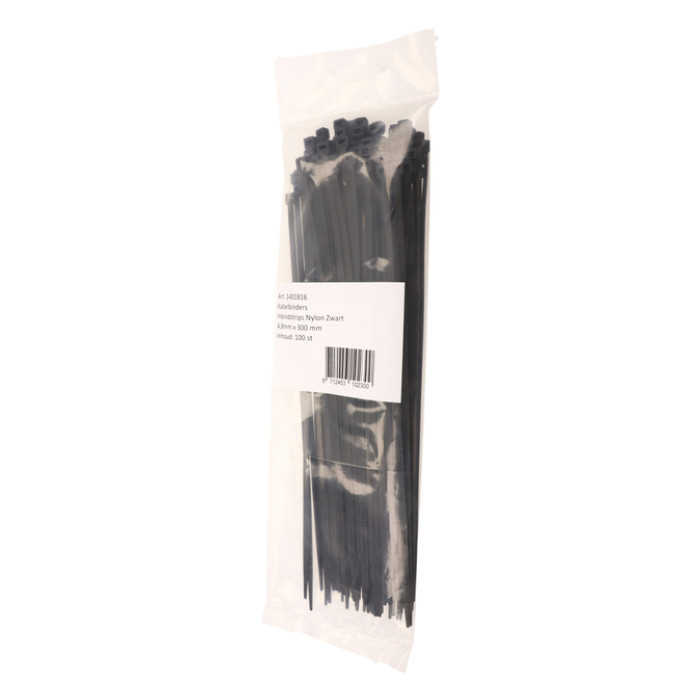 Kabelbinders IEZZY nylon 4.8x300mm D 81mm zwart 100 stuks