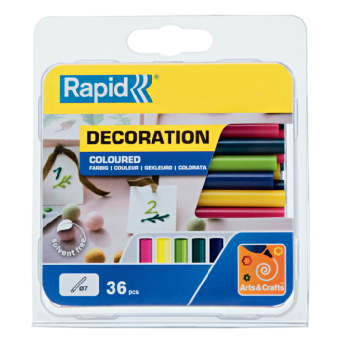 Lijmpatroon Rapid 7mm 5 kleuren assorti 36 stuks