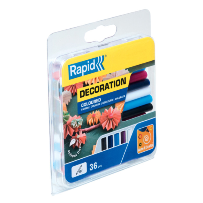 Lijmpatroon Rapid 7mm 5 kleuren assorti 36 stuks
