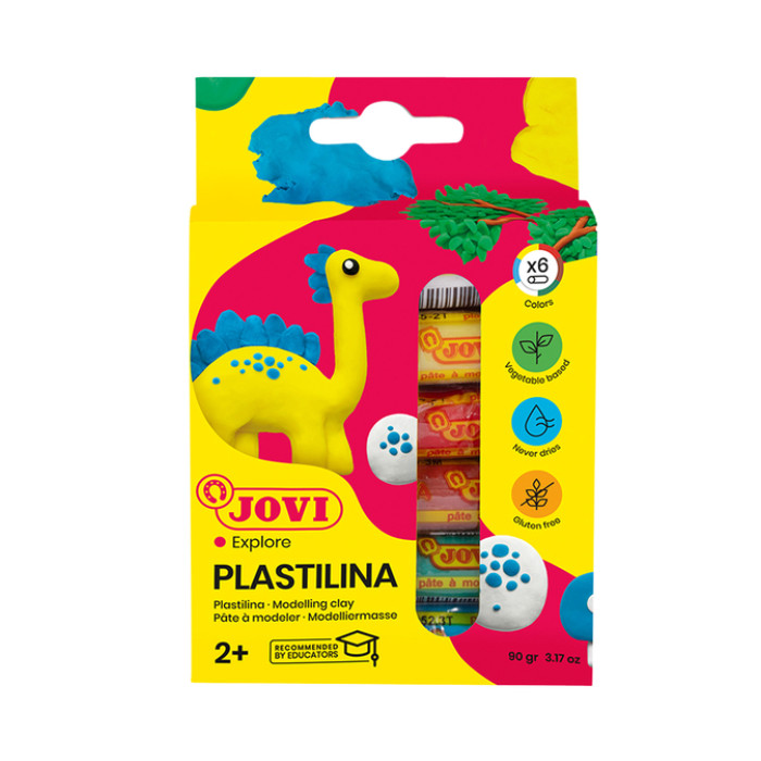 Boetseerklei Jovi plastalina 15gr standaard kleuren assorti etui à 6 stuks