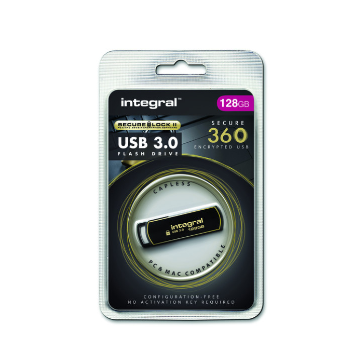 USB-stick Integral 3.0 Secure 360 128GB zwart