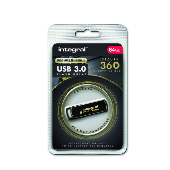 USB-stick Integral 3.0 Secure 360 64GB zwart