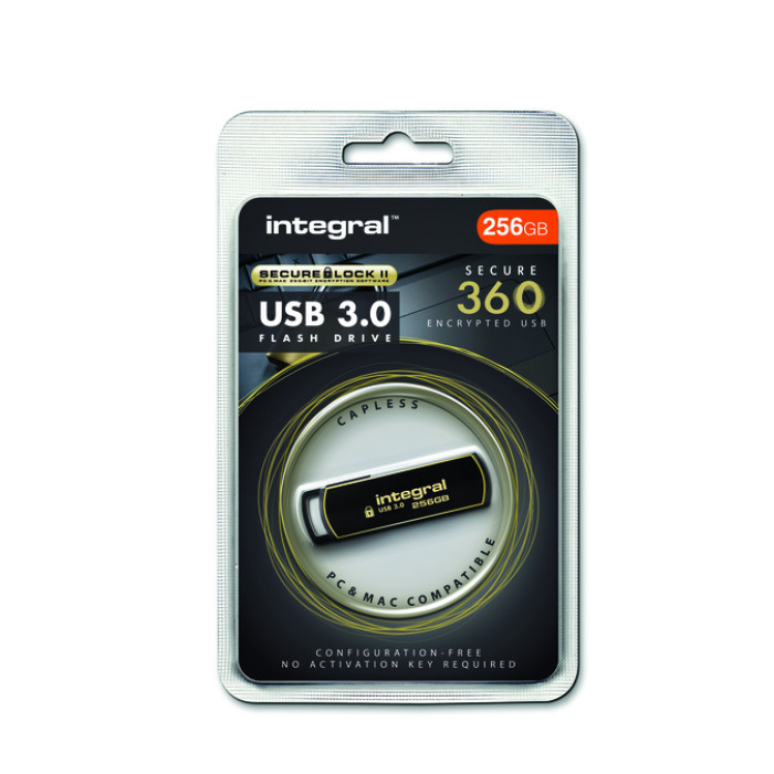 USB-stick Integral 3.0 Secure 360 256GB zwart