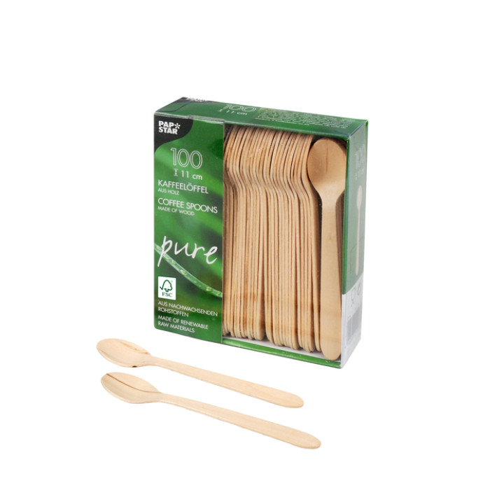 Koffielepel Papstar 110mm hout 100 stuks