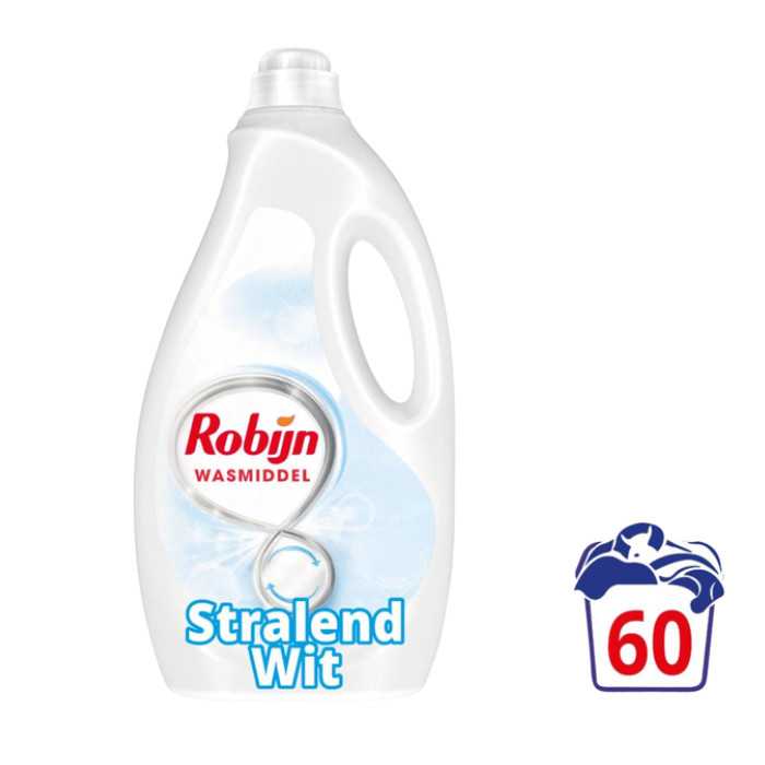 Wasmiddel Robijn vloeibaar 3L stralend wit 60 scoops