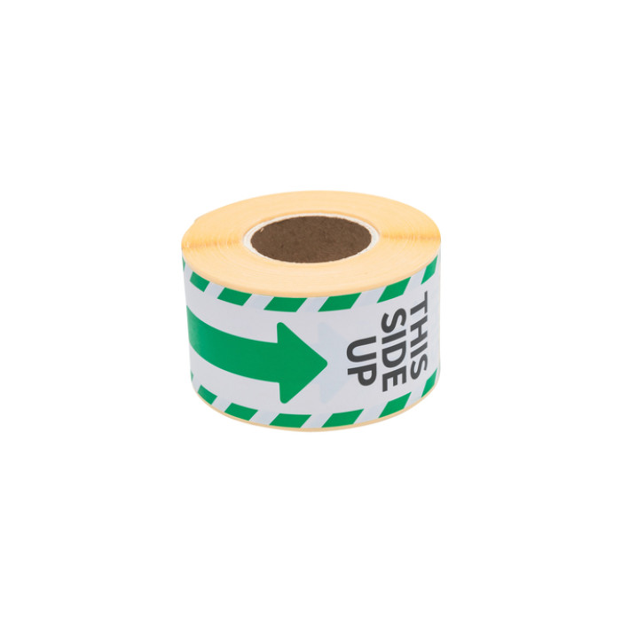 Waarschuwingsetiket Rillprint this side up 46x125mm wit groen 250 stuks