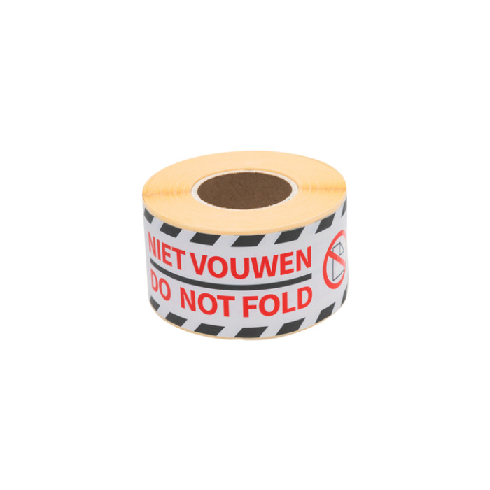 Waarschuwingsetiket Rillprint do not fold 46x125mm wit 250 stuks