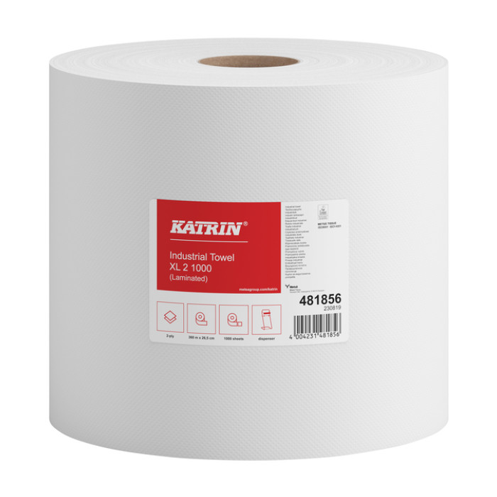 Poetspapier Katrin Industrial extra groot 2-laags 1000 vel wit 481856