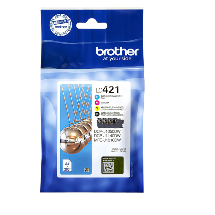 Inktcartridge Brother LC-421 zwart + 3 kleuren