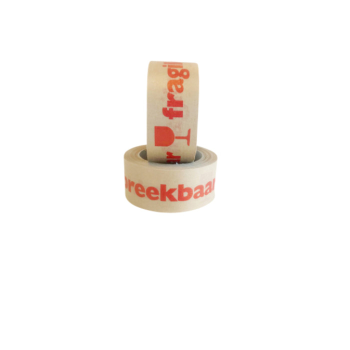 Waarschuwingstape IEZZY 50mmx50m 80% gerecycled papier bruin rood