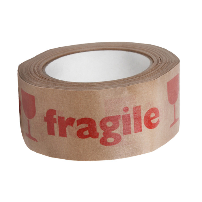 Waarschuwingstape IEZZY 50mmx50m 80% gerecycled papier bruin rood