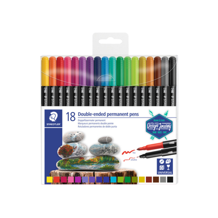 Viltstift Staedtler Design Journey permanent dubbele punt 18 kleuren