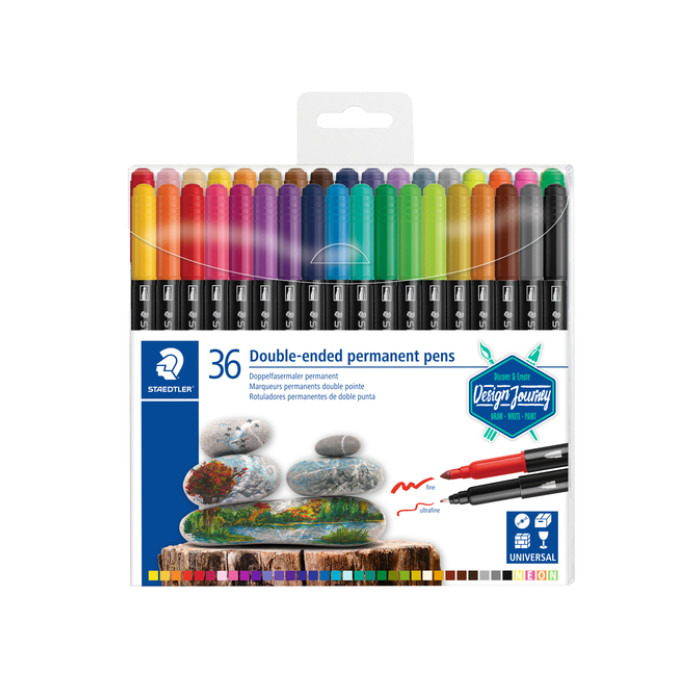 Viltstift Staedtler Design Journey permanent dubbele punt 36 kleuren