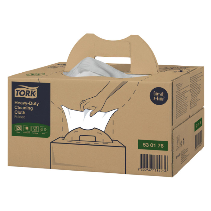 Reinigingsdoek Tork W7 Premium Heavy-Duty dispenserdoos 1-laags 120 vel wit 530176