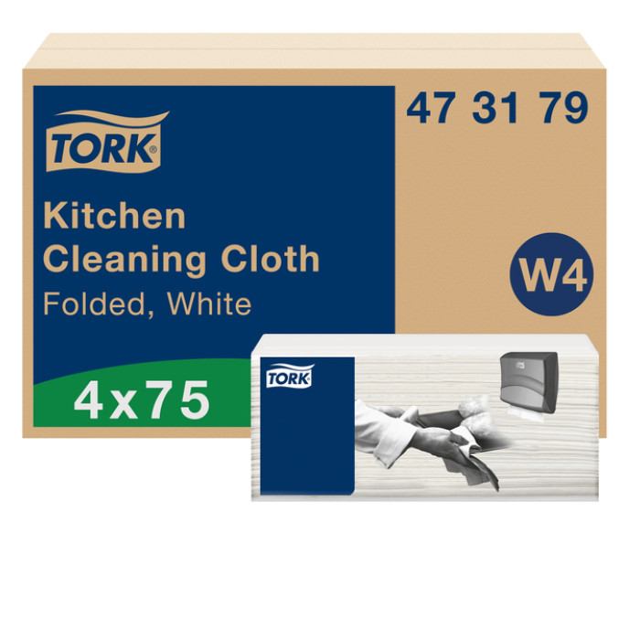 Reinigingsdoek Tork W4 Premium gevouwen 1-laags 4x75 vel wit 473179