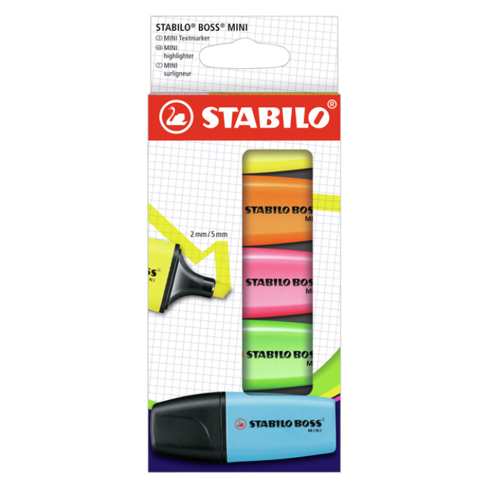 Markeerstift STABILO BOSS min assorti etui à 5 stuks
