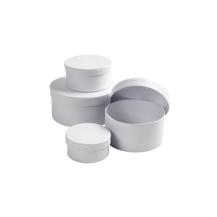 Doos Creativ Company rond 4 stuks Ø 8, 10, 12, 14cm, hoogte 4, 5, 6, 7cm wit