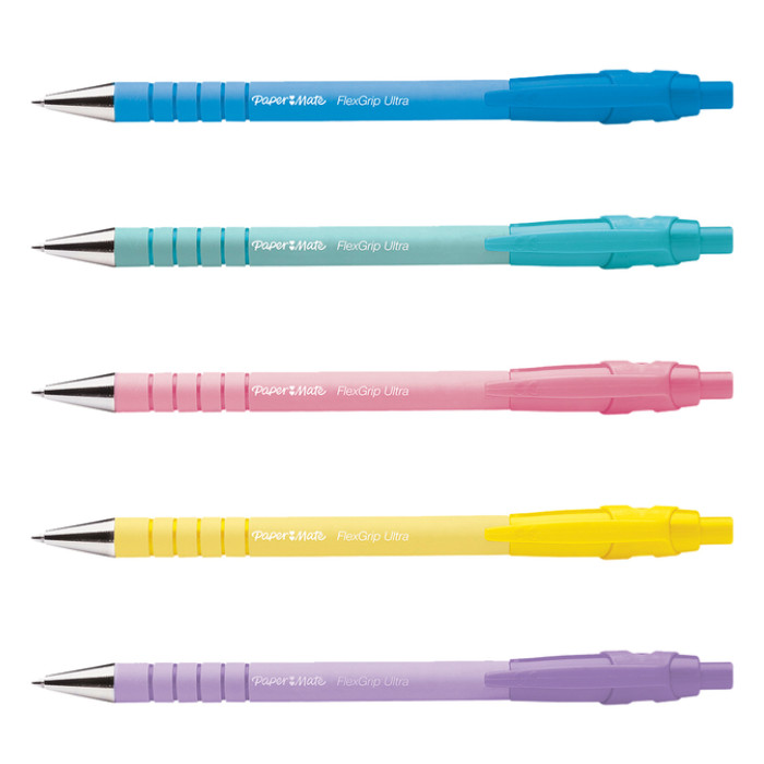 Balpen Paper Mate Flexgrip Ultra pastel medium assorti blister à 5st