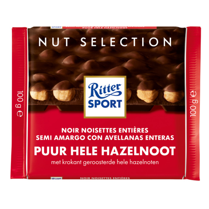 Chocolade Ritter Sport puur-hele hazelnoot 100gr