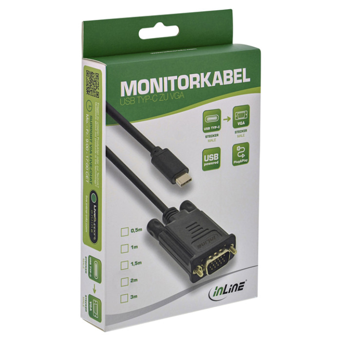Kabel inLine USB-C VGA 3.1 M/M 2 meter zwart