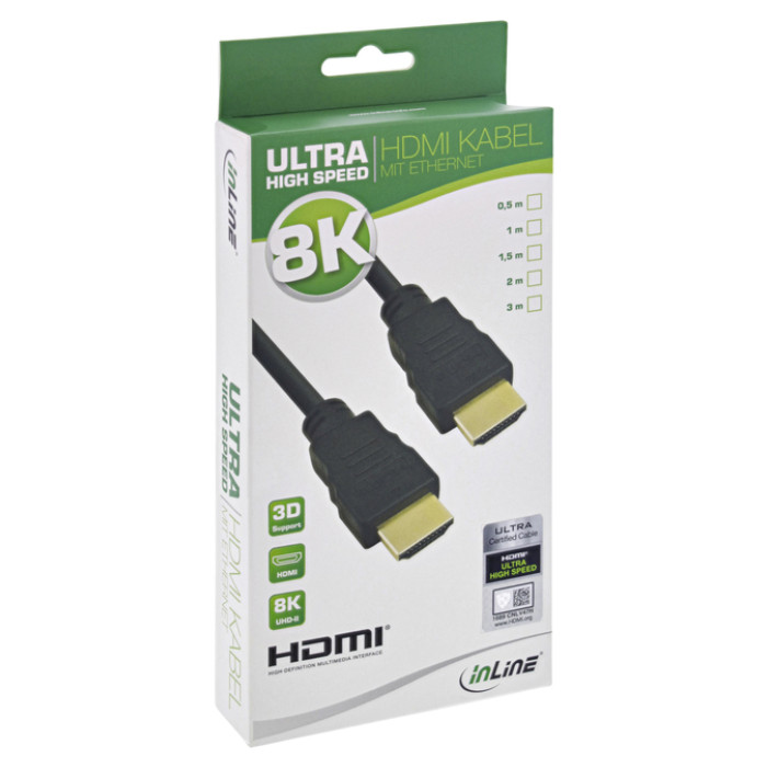 Kabel inLine HDMI ETH8K M/M 2 meter zwart