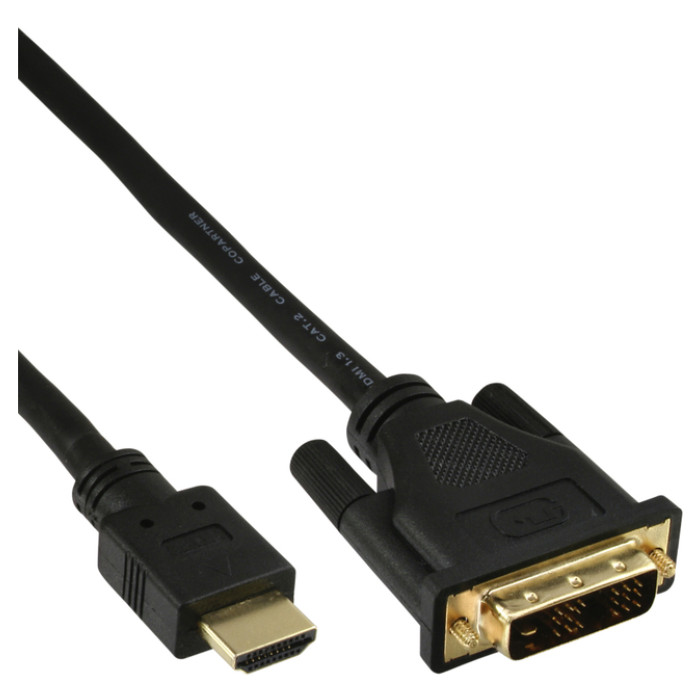 Kabel inLine HDMI DVI 18+1 pin M/M 2 meter zwart