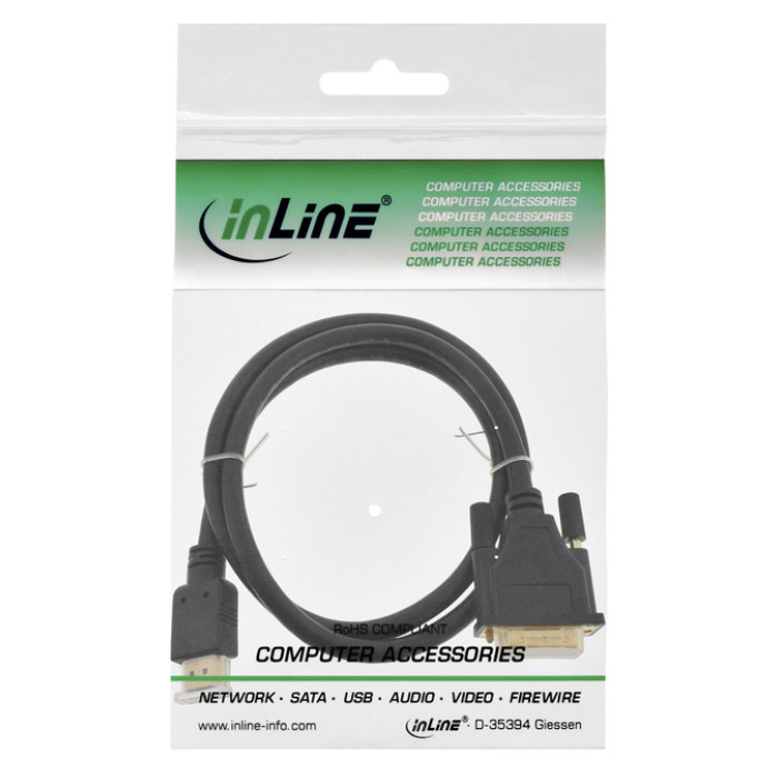Kabel inLine HDMI DVI 18+1 pin M/M 2 meter zwart