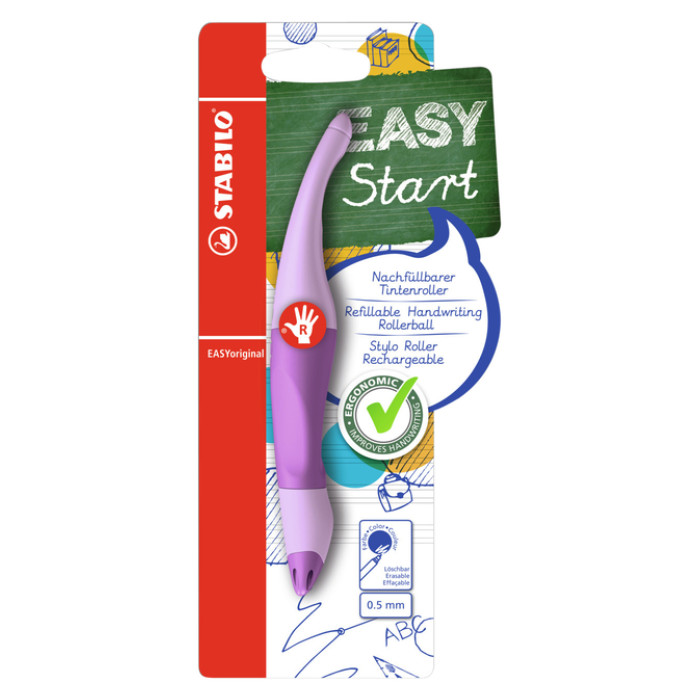 Rollerpen STABILO Easyoriginal  rechtshandig medium pastel lila blush blister à 1 stuk