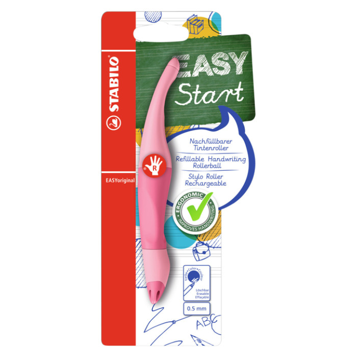 Rollerpen STABILO Easyoriginal  rechtshandig medium pastel poederroze blister à 1 stuk