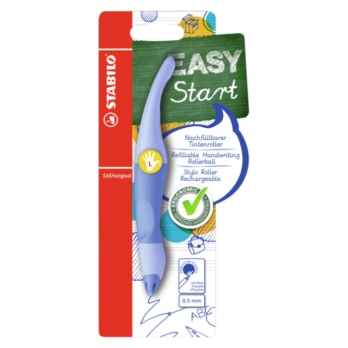 Rollerpen STABILO Easyoriginal  linkshandig  medium pastel luchtig blauw blister à 1 stuk