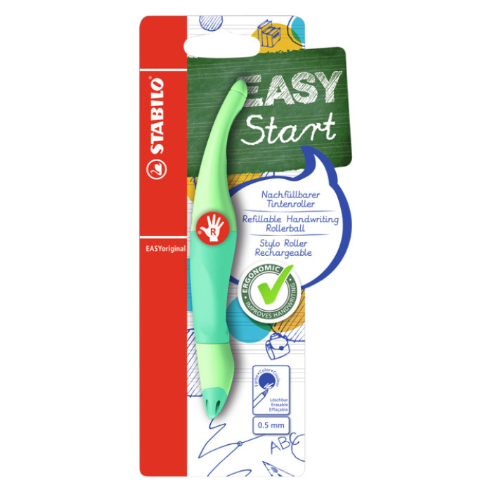 Rollerpen STABILO Easyoriginal  rechtshandig medium pastel vleugje mint blister à 1 suk