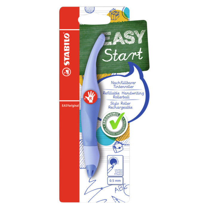 Rollerpen STABILO Easyoriginal  rechtshandig medium pastel luchtig blauw blister à 1 suk