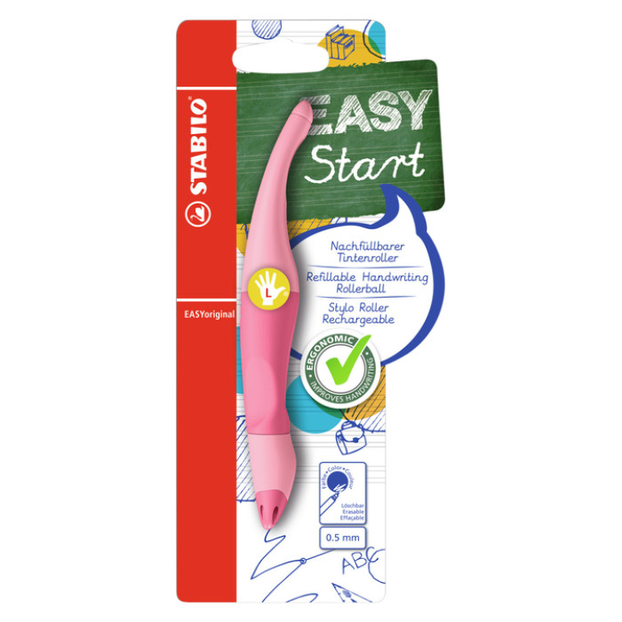 Rollerpen STABILO Easyoriginal  linkshandig  medium pastel poederroze blister à 1 stuk