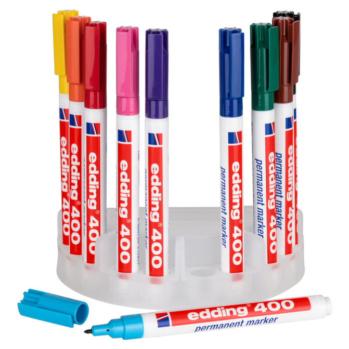 Viltstift edding 400 rond 1mm met houder assorti set à 10 stuks