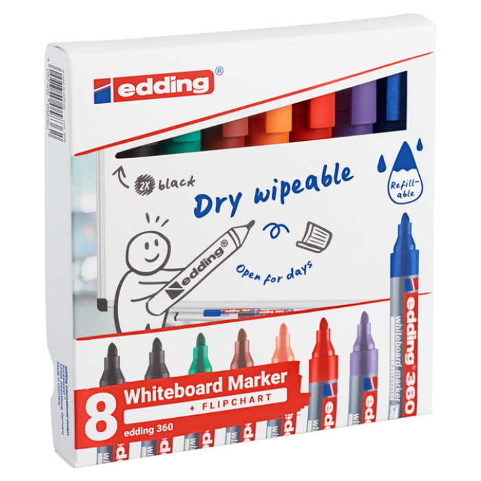 Whiteboardmarker edding 361 rond 1mm assorti 8 stuks