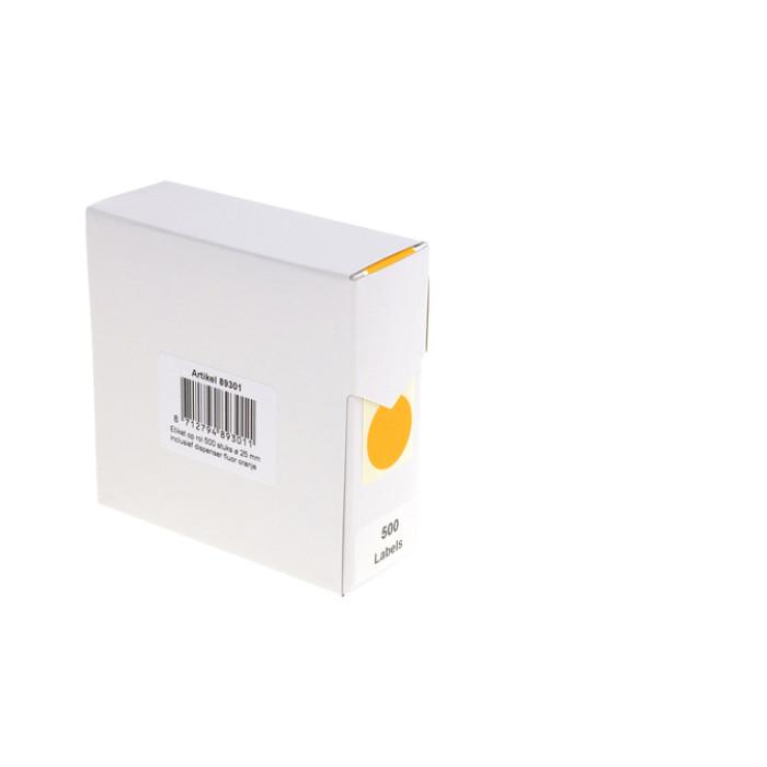 Etiket Rillprint 25mm 500st op rol fluor oranje