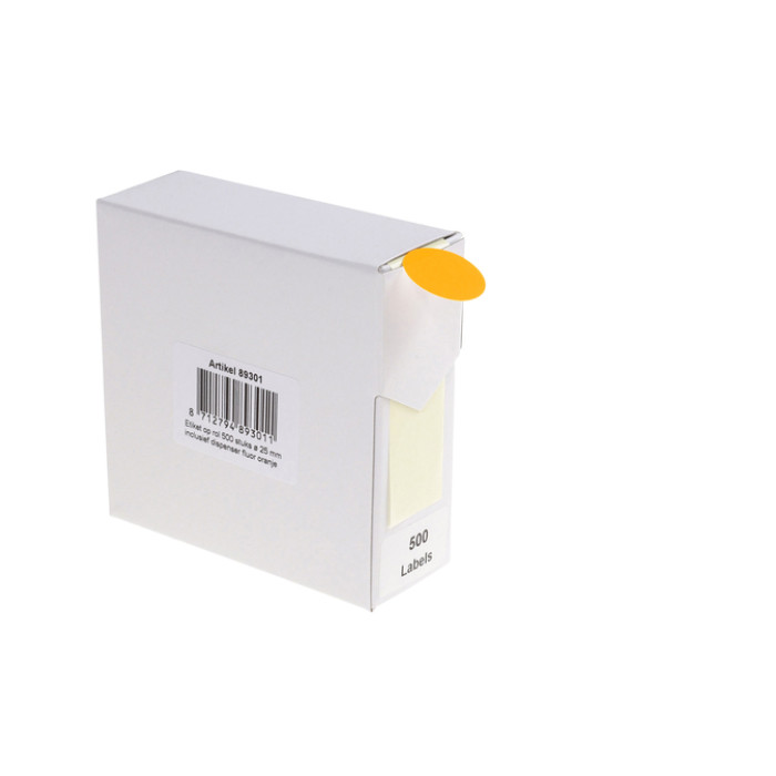Etiket Rillprint 25mm 500st op rol fluor oranje