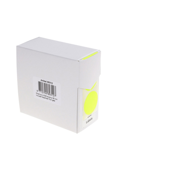 Etiket Rillprint 35mm 500st op rol fluor geel