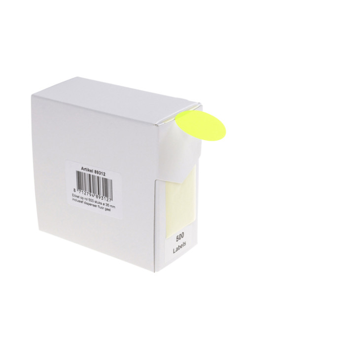 Etiket Rillprint 35mm 500st op rol fluor geel
