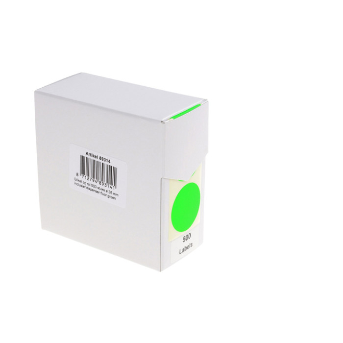 Etiket Rillprint 35mm 500st op rol fluor groen