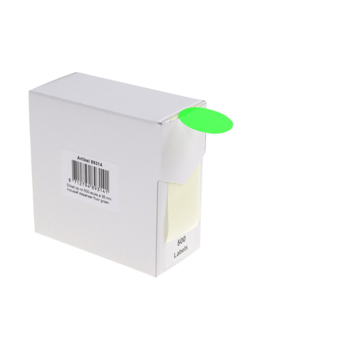 Etiket Rillprint 35mm 500st op rol fluor groen