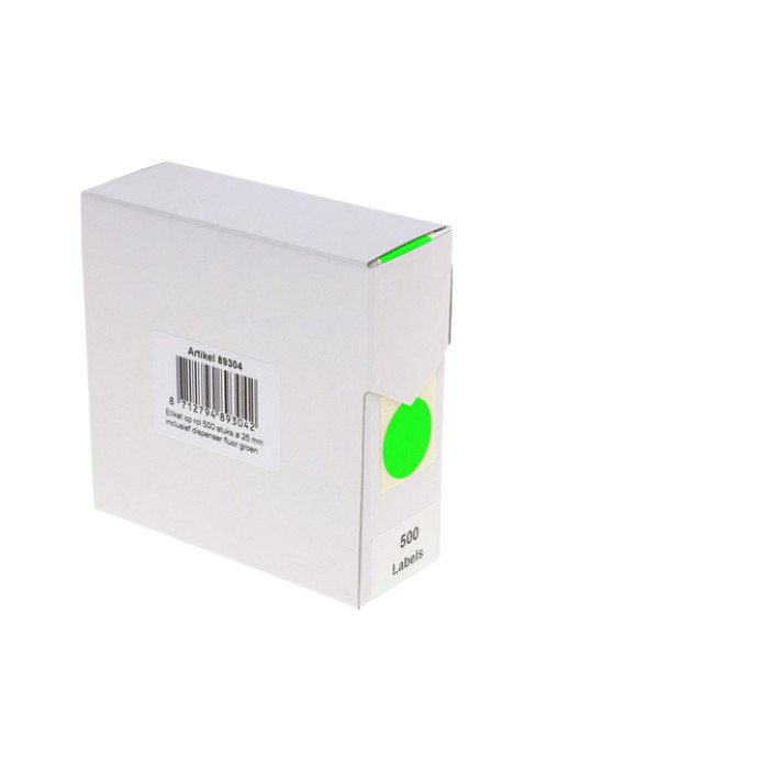 Etiket Rillprint 25mm 500st op rol fluor groen