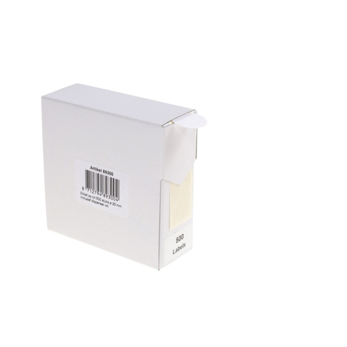 Etiket Rillprint 25mm 500st op rol wit