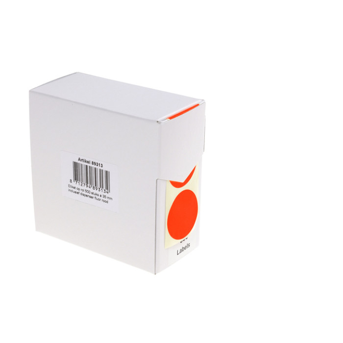 Etiket Rillprint 35mm 500st op rol fluor rood