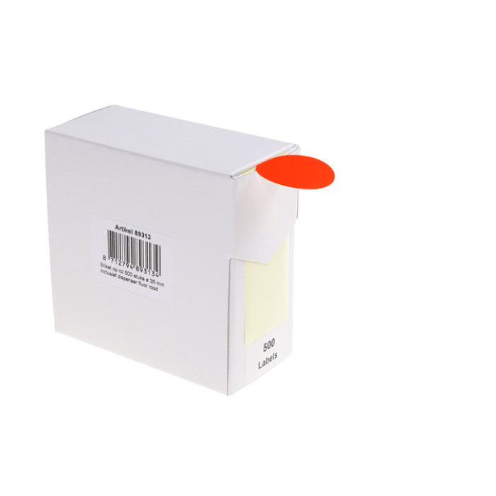 Etiket Rillprint 35mm 500st op rol fluor rood