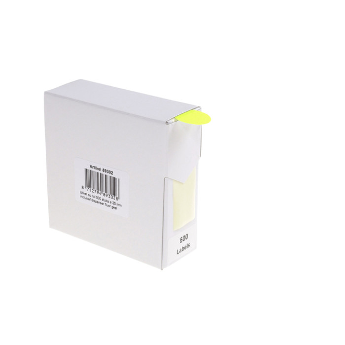 Etiket Rillprint 25mm 500st op rol fluor geel